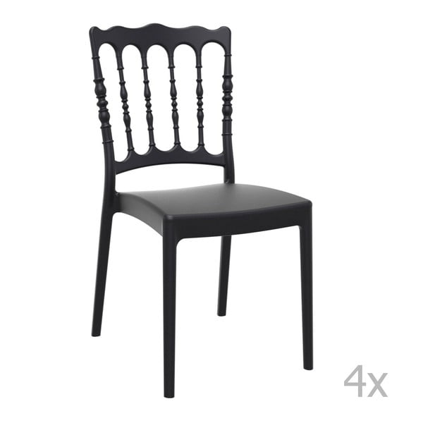 Sada 4 černých zahradních židlí Resol Napoleon