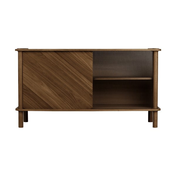 Pruun tammepuidust lükandustega vitriinkapp 135x73,5x48 cm Italic - UMAGE-image-1