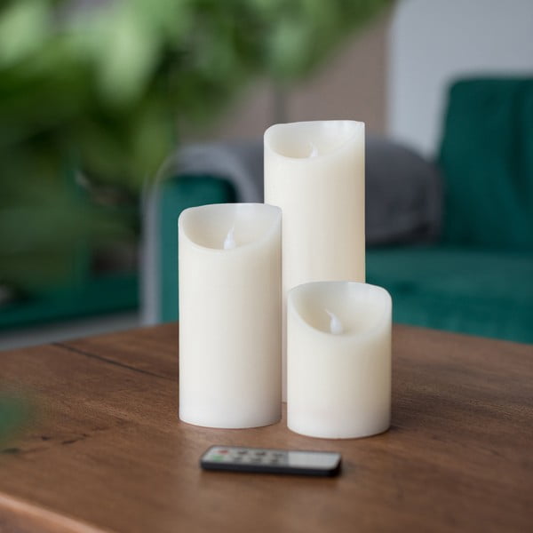Sada 3 LED svíček s dálkovým ovládáním DecoKing Wax, výška 10; 15 a 20 cm-image-1