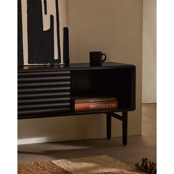 Must tammespoonist TV-alus 200x57x35 cm Lenon - Kave Home-image-3