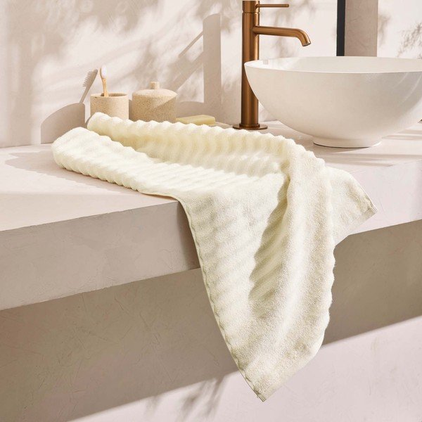 Kreemikas frotee-puuvillane rätik 50x90 cm Maya - douceur d'intérieur-image-2