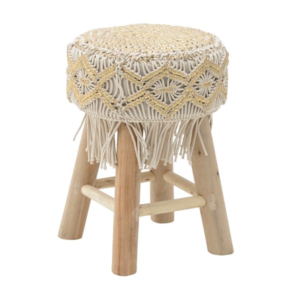 Béžová stolička z bavlny a eukalyptového dřeva InArt Macrame, ⌀ 30 cm