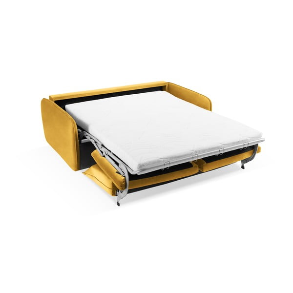 Sinepivärvi sametist diivanvoodi 194 cm Vienna - Cosmopolitan Design-image-4