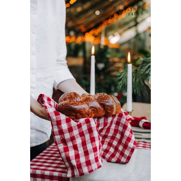 Linane köögirätik 45x65 cm Red Gingham - Linen Tales-image-1