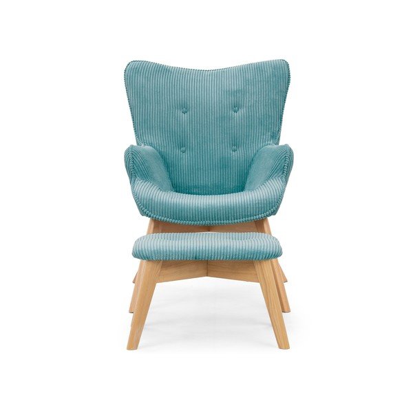 Türkiissinine velvetist tugitool koos jalatoega Niko - Ropez-image-3