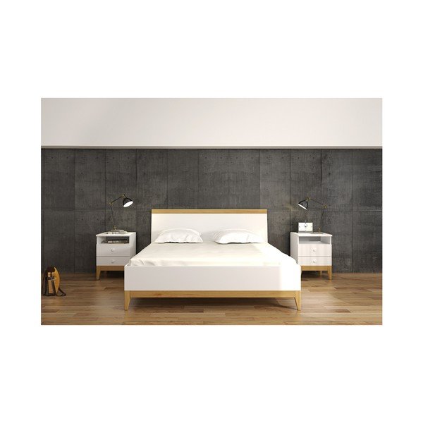 Dvoulůžková postel z masivního borovicového dřeva SKANDICA Livia BC, 140 x 200 cm-image-1