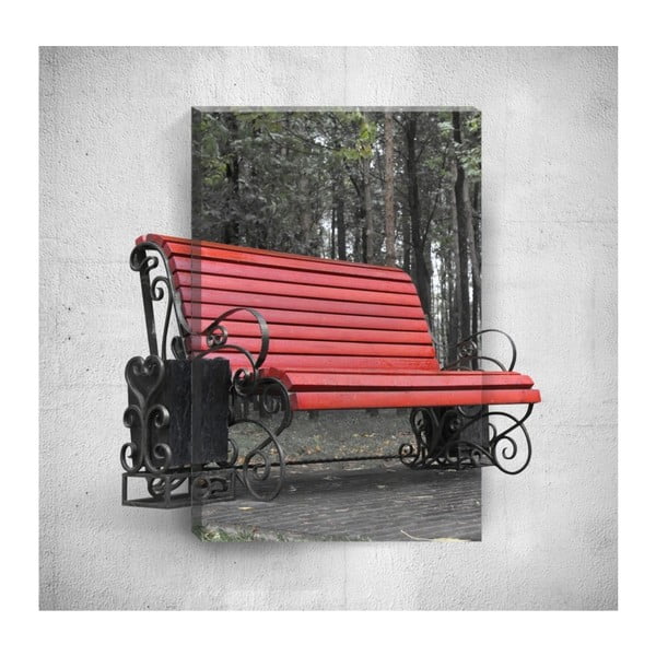 Nástěnný 3D obraz Mosticx Red Bench, 40 x 60 cm