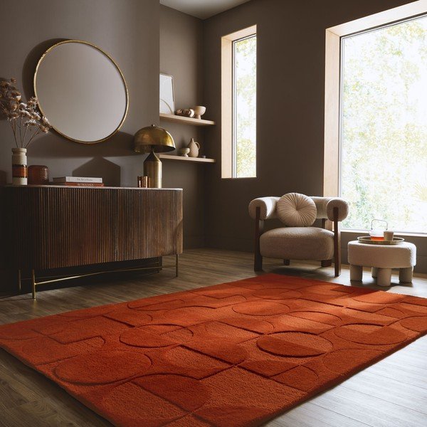 Käsitsi kootud terrakotavärvi villavaip 120x170 cm Gigi - Flair Rugs-image-1