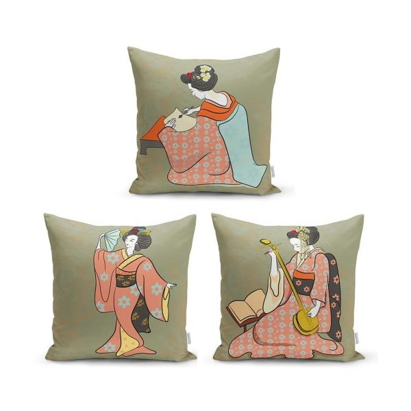 3 dekoratiivse padjakoti komplekt Etniline idamaine, 45 x 45 cm - Minimalist Cushion Covers