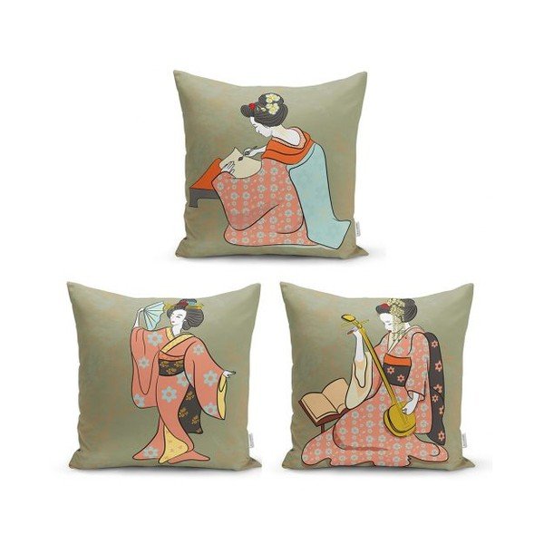 3 dekoratiivse padjakoti komplekt Etniline idamaine, 45 x 45 cm - Minimalist Cushion Covers
