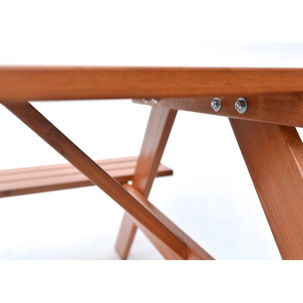 Tumepruun täispuidust aia söögimööbli komplekt 4-le inimesele Piknic - Rojaplast-image-3