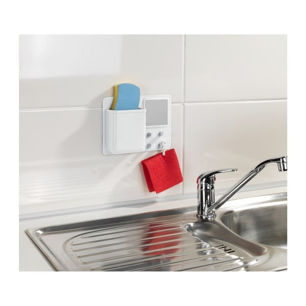 Valge silikoonist seinakorraldaja konksude ja peegliga Ampio - Wenko-image-1