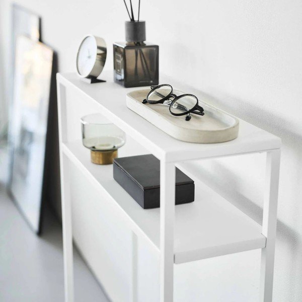 Valge metallist konsoollaud 18x60 cm Tower - YAMAZAKI-image-2