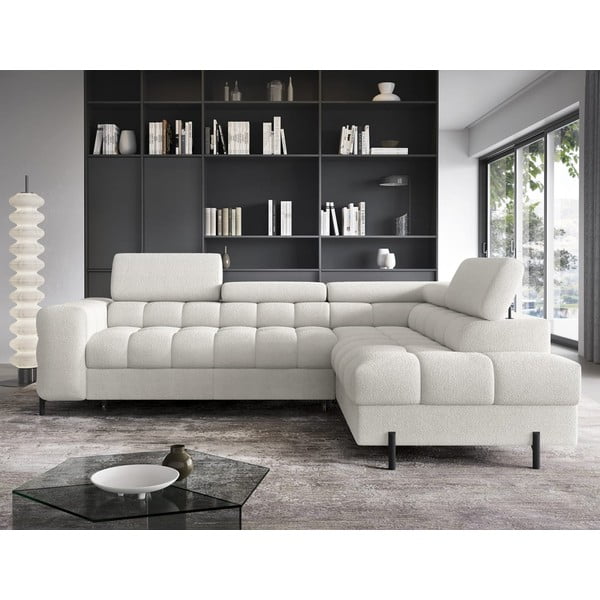 Kreem buklee-kangast lahtikäiv/sahtliga nurgadiivan (parem nurk/L-kujuline) Ferucce – ELTAP-image-1