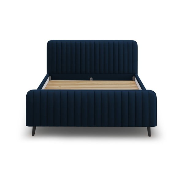 Tumesinine polsterdatud kaheinimesevoodi koos restiga 180x200 cm Lily - Micadoni Home-image-2