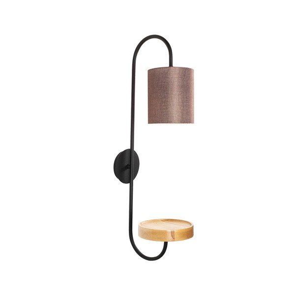 Černé kovové nástěnné svítidlo s tmavě hnědým stínidlem Opviq lights Marylena