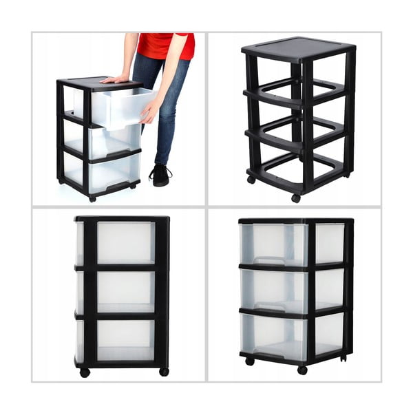 Must läbipaistvast plastikust ratastega riiul 37x61 cm - Curver-image-4