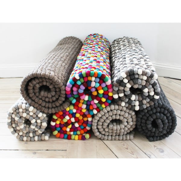 Hall ja valge pallivillane vaip , 100 x 150 cm Ball Rugs - Wooldot-image-2