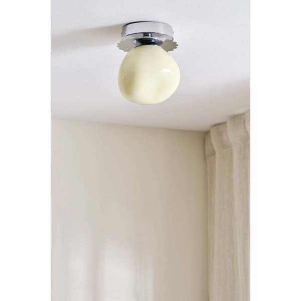 Kreemjas/läikiv hõbedane opaalklaasist laelamp, ø 12 cm Bon - Jotex-image-3