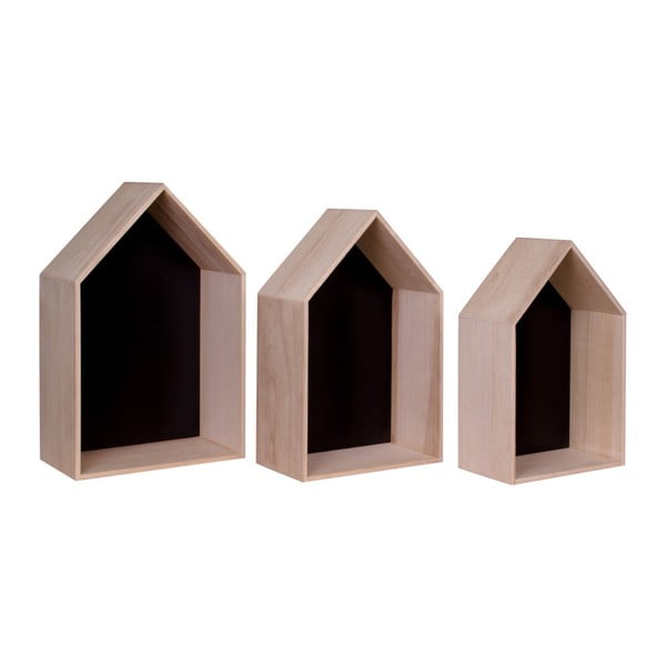3 pruunist puidust riiulist koosnev komplekt Verona - House Nordic