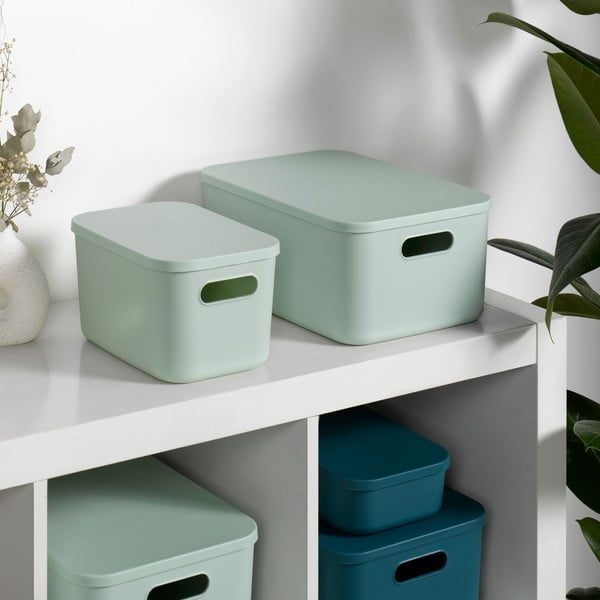 Heleroheline plastikust hoiukast kaanega 35,5x25,5x23 cm - Homéa-image-2