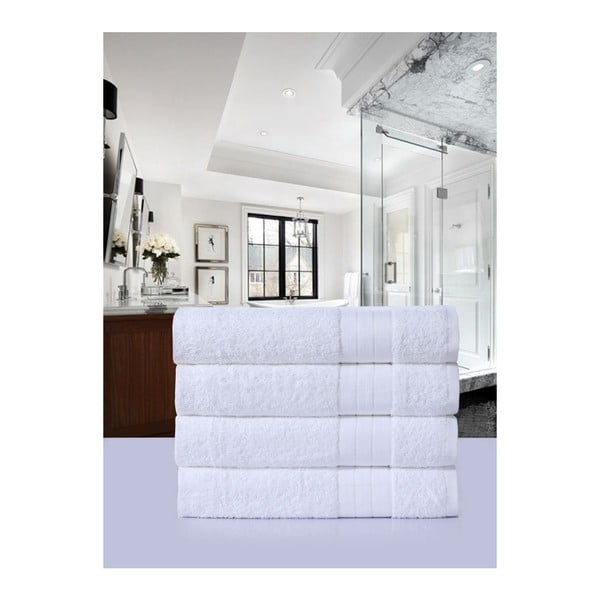 Valged puuvillased froteerätikud 4 tk komplektis 50x100 cm – Good Morning-image-2