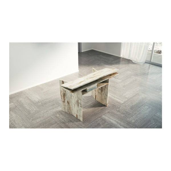 Krémový rozkládací jídelní stůl s patinou Terraneo Consolle, 120 x 35/70 cm
