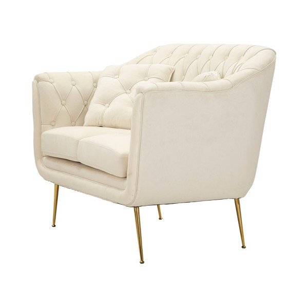 Kreem sametist diivan 130 cm Budapest - Mauro Ferretti-image-4