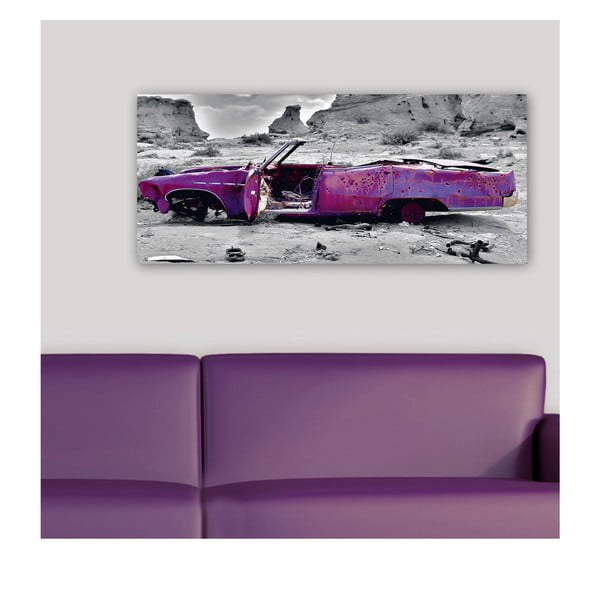 Dekorativní nástěnný panel Auto v poušti, 115x50 cm