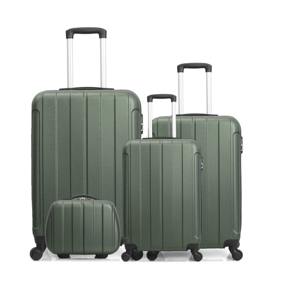 Set 4 zelených cestovních kufrů na kolečkách Hero Fogo-C