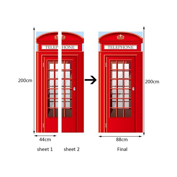 Tapeta na dveře WALPLUS UK Telephone Booth, 88 x 200 cm-image-2