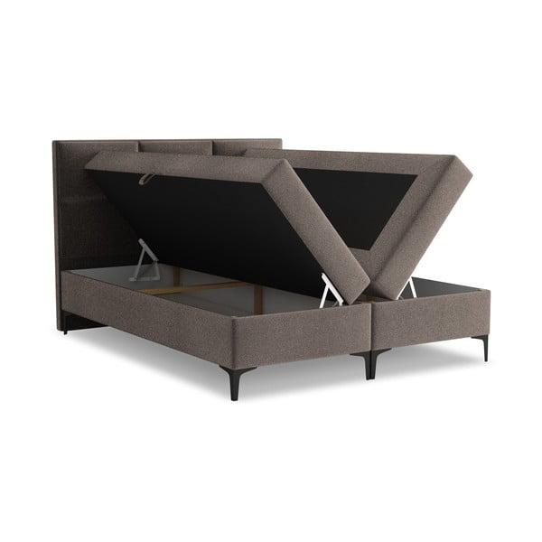 Pruun boxspring voodi panipaigaga 160x200 cm Pakalana – Makamii-image-1