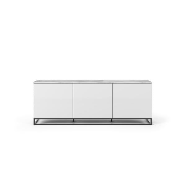 Bílý TV stolek s bílou deskou a černými nohami TemaHome Join, 180 x 65 cm