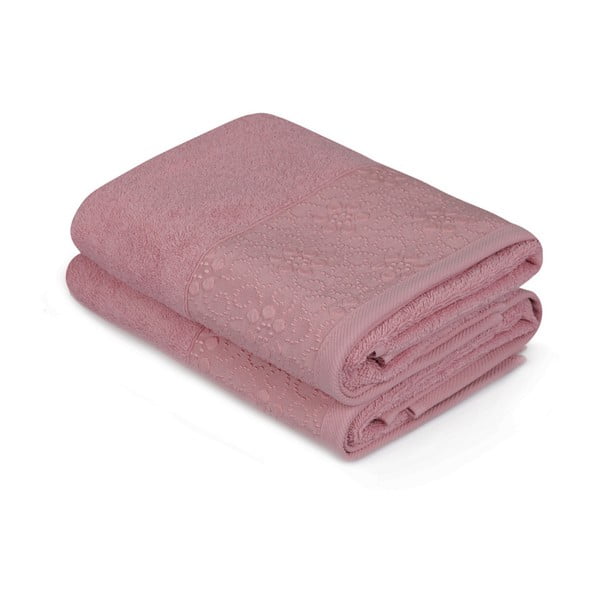Sada 2 růžových bavlněných ručníků z čisté bavlny Grande, 50 x 90 cm