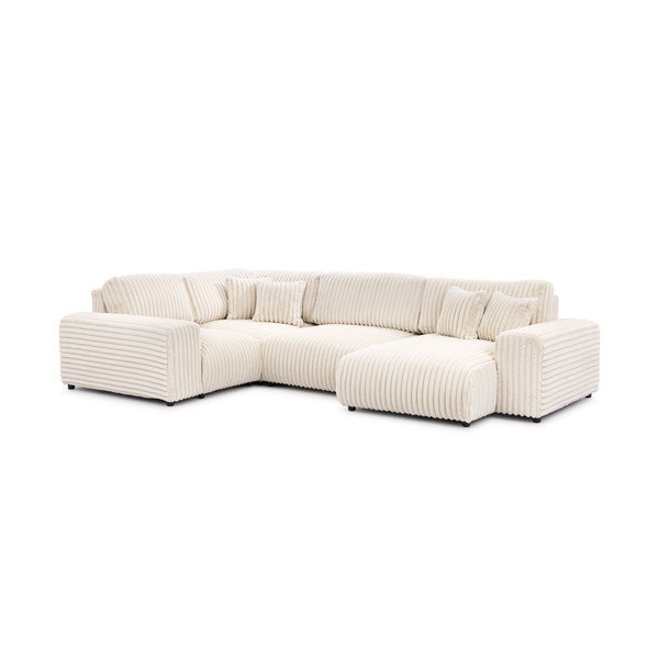 Kreem velvetist nurgadiivan (vasak nurk/U-kujuline) Justin - Ropez