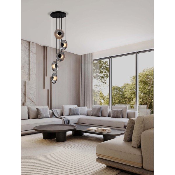 Mattmust klaasist hämardatav LED-rippvalgusti ø 40 cm Ballet - Nova Luce-image-1