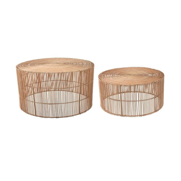 Rotangist ümmargused diivanilauad 2tk komplektis ø 66 cm Elmima - Kave Home