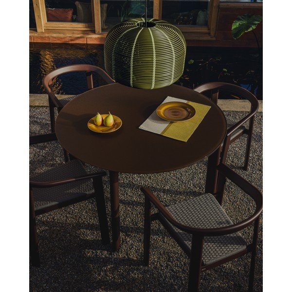 Ümmargune aiasöögilaud klaasist pealispinnaga ø 120 cm Erice - Kave Home-image-1
