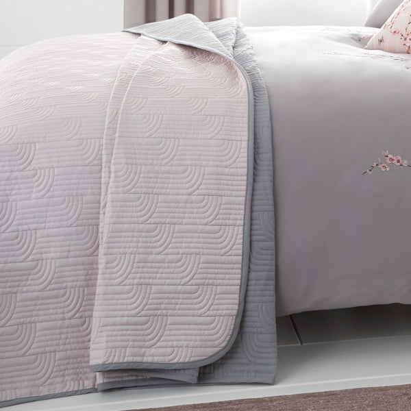 Roosa ja hall tikitud voodiplaat Blossom, 240 x 260 cm Embroided Blossom - Catherine Lansfield