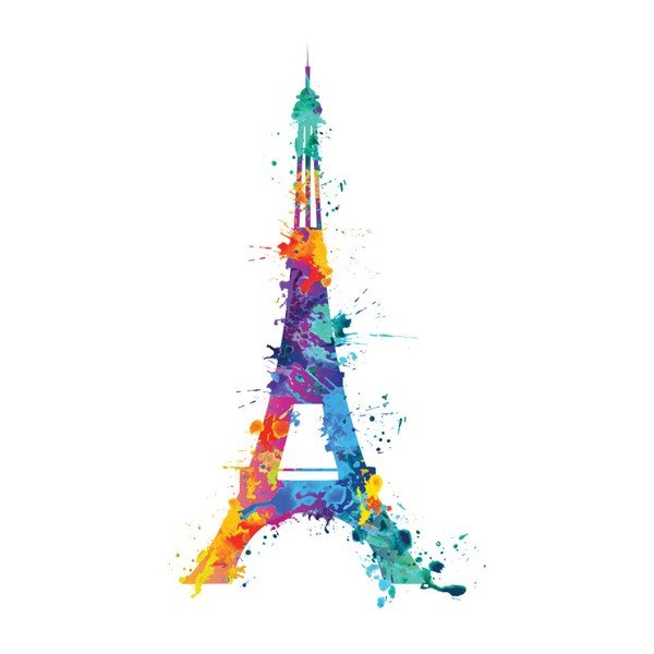 Nástěnná samolepka Ambiance Wall Decal Eiffel Tower Design Watercolor, 105 x 60 cm-image-2