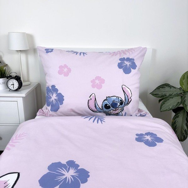Heleroosa puuvillane laste voodipesu 140x200 cm Lilo & Stitch "Pink" - Jerry Fabrics-image-4