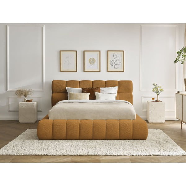 Sinepivärvi polsterdatud kaheinimesevoodi koos panipaiga ja voodipõhjaga 160x200 cm Mont Blanc - Bobochic Paris-image-1