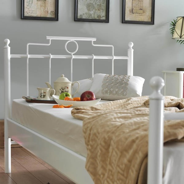 Valge metallist üheinimesevoodi koos voodipõhjaga 120x200 cm Hatkus - Kalune Design-image-3