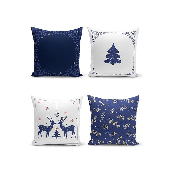 Jõulumotiiviga padjakatted 4tk komplektis 43x43 cm Blue Christmas - Mila Home