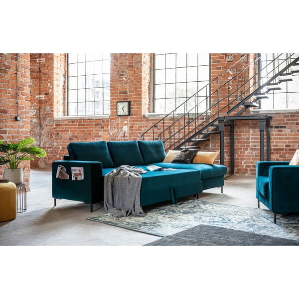 Petrooli sinine sametne nurgadiivan , paremas nurgas Lofty Lilly - Miuform-image-4