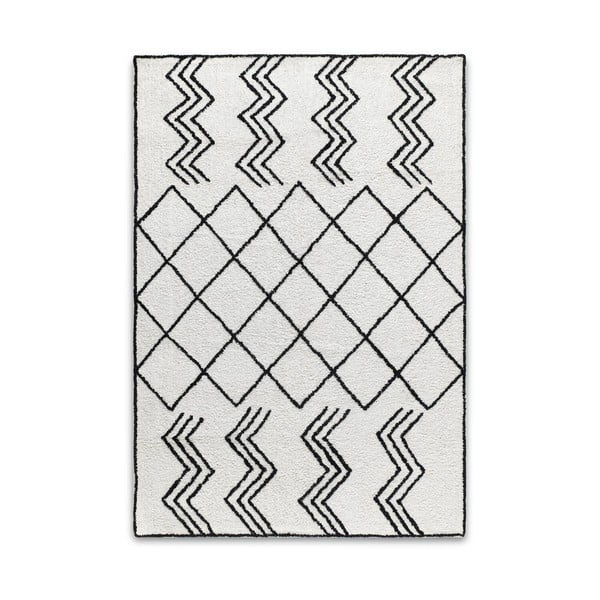 Černobílý ručně tkaný koberec z bavlny HF Living Morocco Raaba, 140 x 200 cm