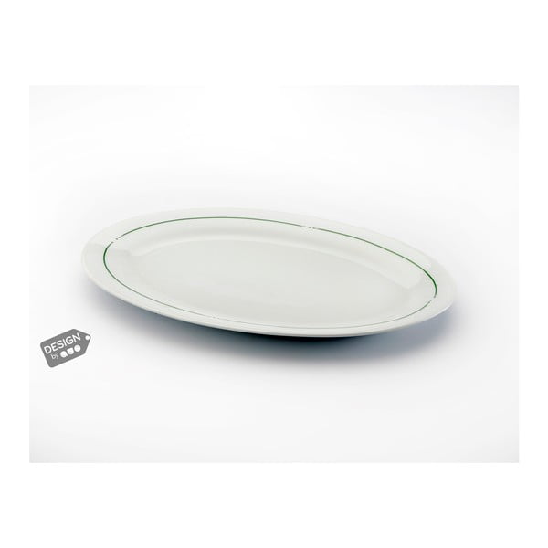 Porcelánový servírovací talíř se zeleným pruhem Versa Mint