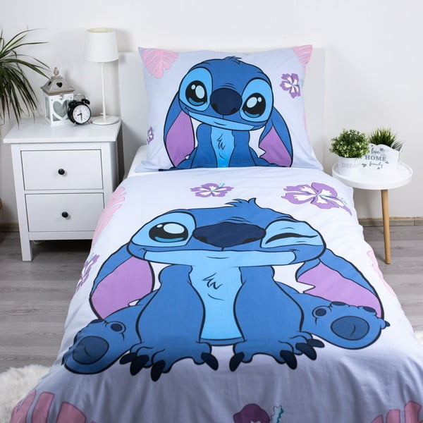 Sinine-lilla puuvillane laste voodipesu 140x200 cm Lilo and Stitch "Cute" - Jerry Fabrics-image-1