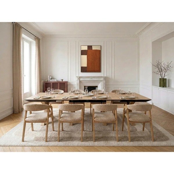 Pikendatav söögilaud lisalehega ja tammepuust dekooriga pealispinnaga 100x160 cm Martha - Bobochic Paris-image-2