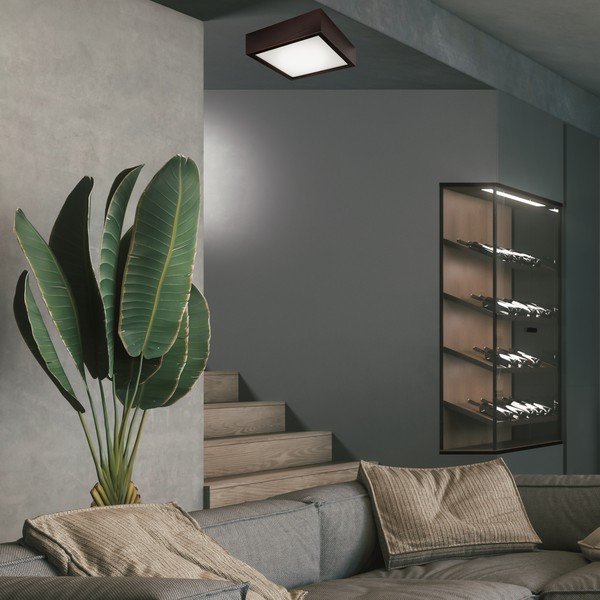 Tumepruun laevalgusti klaasist varjuga 27,5x27,5 cm Quadro - LAMKUR-image-2